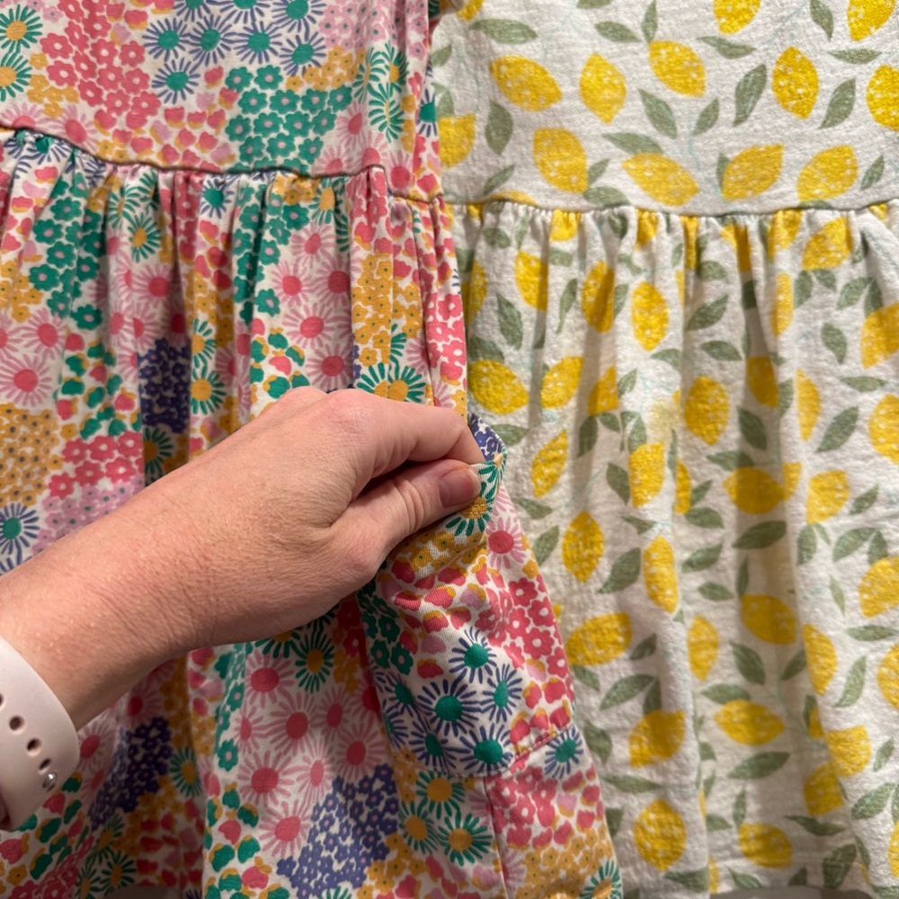 Hanna Andersson Toddler Girl Dress bundle lot 5T Flamingo Floral Lemon Cotton - Picture 8 of 16